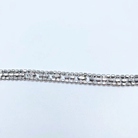 Vintage Eisenberg Ice Clear Rhinestone Triple Row Tennis Bracelet Dazzling 7